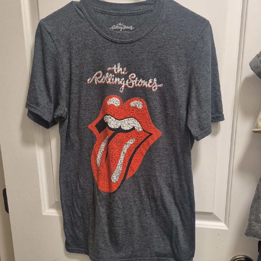 The Rolling Stones Charcoal Tee with White Script WOMENS S